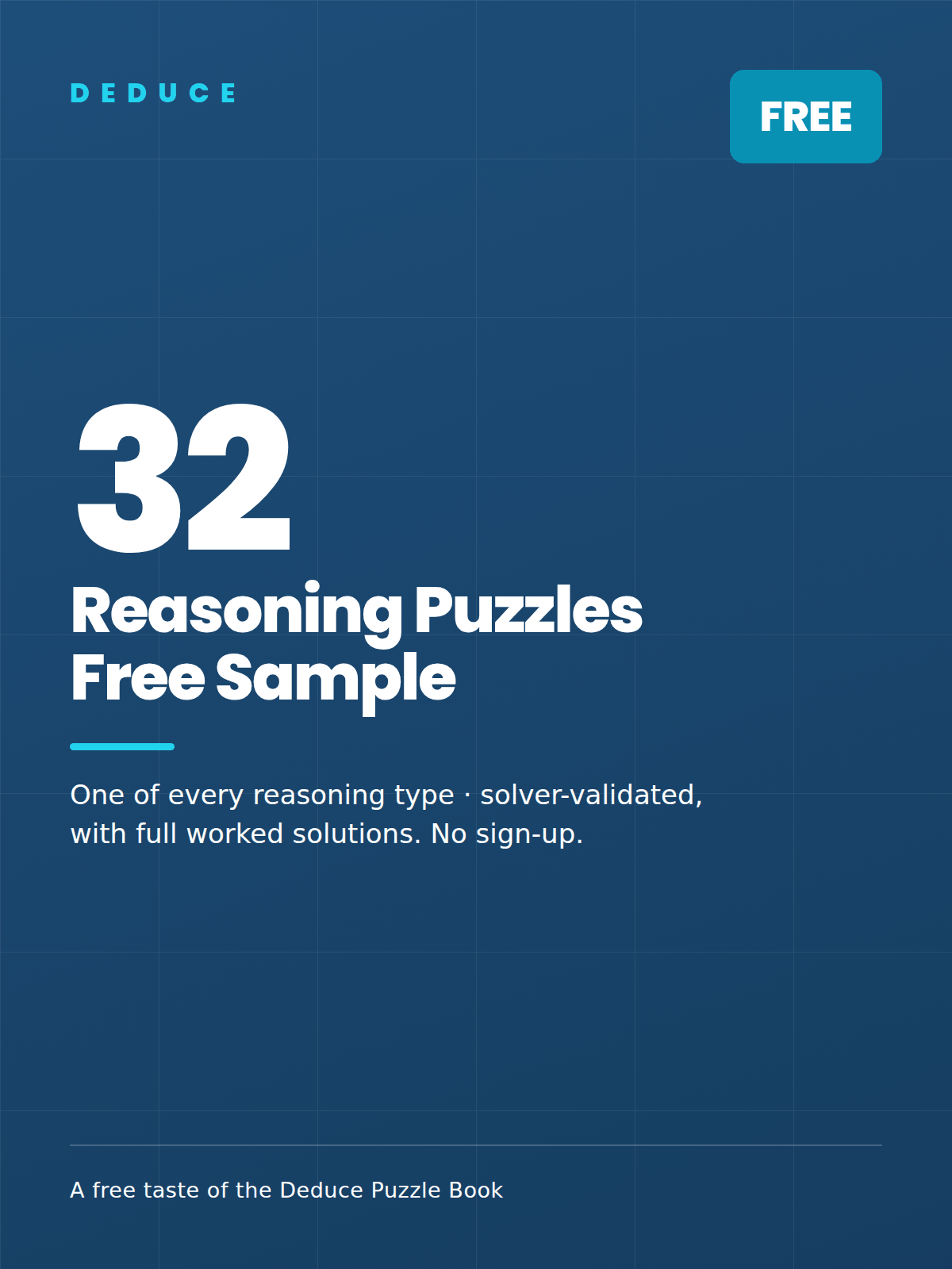 Cover of the free DeducePuzzles sample: 32 puzzles